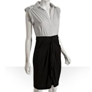 BCBGMaxAzria Poplin Striped Career Dress Black White Striped 8